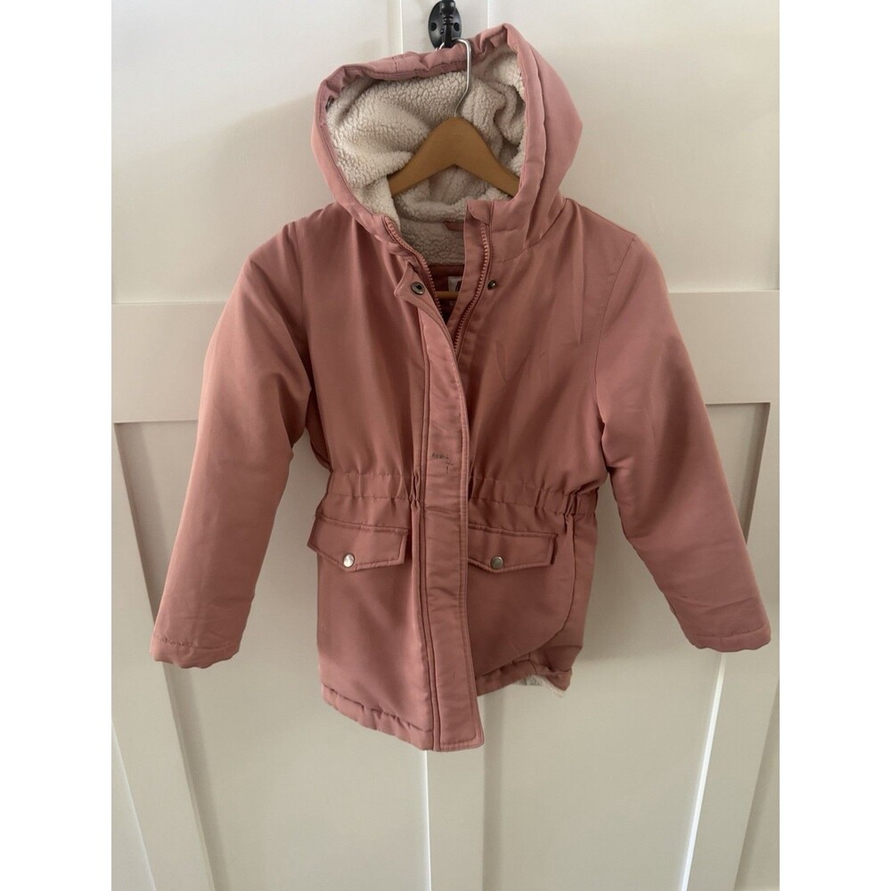 Girls Outdoor Kids Rose Pink Fleece Sherpa Lined Zip Parka Jacket Coat Sz 10-12